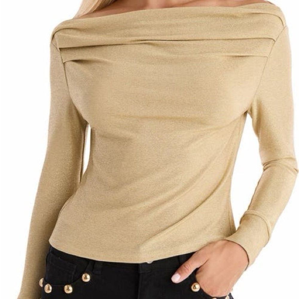 Noli Gold Victoria Gold Shimmer Off-the-Shoulder Top